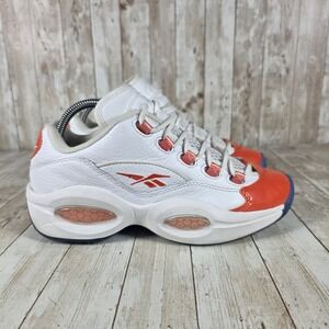 Reebok Question‎ Low Basketball Shoes White Orange FY2344 Size 6.5 womens 8